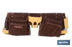 DOUBLE TOOL POUCH WITH WEB BEL DARK BROWN SUEDE LEATHER