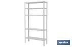 WHITE METALLIC SHELVING UNIT WITH 5 SHELVES | WITH SCREWS AND CORNER PLATES | EACH SHELF SUPPORTS A LOAD OF 80KG
