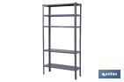 GREY METALLIC SHELVING UNIT WITH 5 SHELVES | WITH SCREWS AND CORNER PLATES | EACH SHELF SUPPORTS A LOAD OF 80KG