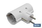 TWO-WAY GROUNDED SCHUKO SOCKET ADAPTER WITH 2 POLES | WHITE | 16A - 250V