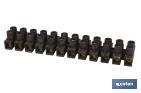 TERMINAL STRIP CONNECTOR | 12-WAY TERMINALS FOR CABLE OF VARIOUS SIZES | BLACK