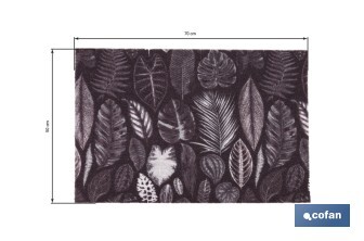 Felpudo de entrada con diseño de hojas en tonos oscuros | Material resistente | Base antideslizante | Adecuado para interior y exterior | Medidas: 50 x 70 cm - Cofan