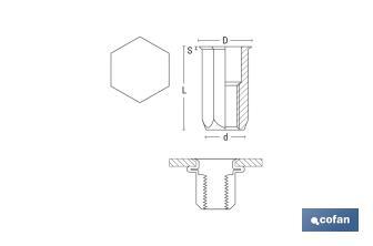 Tuercas Remachables Acero Cabeza Reducida Hexagonal - Cofan