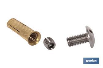 Kit de anclaje de cobertor de piscinas | Compuesto de taco, tornillo y espárrago | Fabricado en latón y acero inoxidable - Cofan
