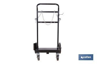 Carro portabidones de acero con ruedas antipinchazo | Cadena de seguridad | Alta resistencia y maniobrabilidad | Adecuado para bidones de 60 litros - Cofan