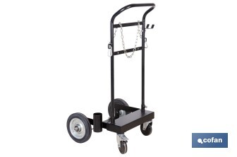 Carro portabidones de acero con ruedas antipinchazo | Cadena de seguridad | Alta resistencia y maniobrabilidad | Adecuado para bidones de 60 litros - Cofan