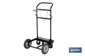 Carro portabidones de acero con ruedas antipinchazo | Cadena de seguridad | Alta resistencia y maniobrabilidad | Adecuado para bidones de 60 litros - Cofan