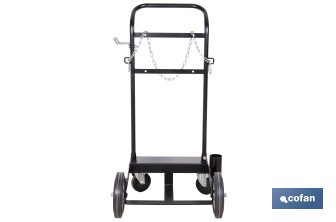 Carro portabidones de acero con ruedas antipinchazo | Cadena de seguridad | Alta resistencia y maniobrabilidad | Adecuado para bidones de 60 litros - Cofan