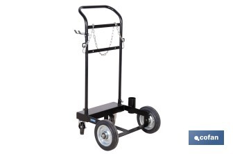 Carro portabidones de acero con ruedas antipinchazo | Cadena de seguridad | Alta resistencia y maniobrabilidad | Adecuado para bidones de 60 litros - Cofan