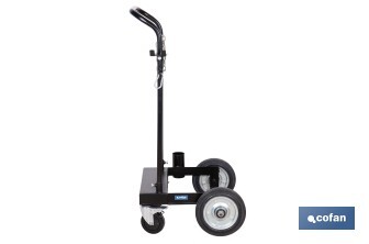 Carro portabidones de acero con ruedas antipinchazo | Cadena de seguridad | Alta resistencia y maniobrabilidad | Adecuado para bidones de 60 litros - Cofan