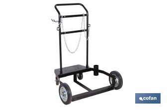 Carro portabidones de acero con ruedas antipinchazo | Cadena de seguridad | Alta resistencia y maniobrabilidad | Adecuado para bidones de 205 litros - Cofan