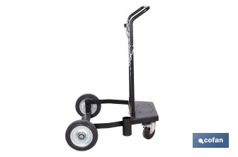 Carro portabidones de acero con ruedas antipinchazo | Cadena de seguridad | Alta resistencia y maniobrabilidad | Adecuado para bidones de 205 litros - Cofan