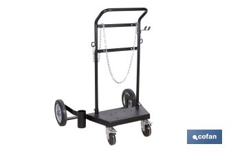 Carro portabidones de acero con ruedas antipinchazo | Cadena de seguridad | Alta resistencia y maniobrabilidad | Adecuado para bidones de 205 litros - Cofan