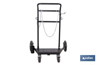 Carro portabidones de acero con ruedas antipinchazo | Cadena de seguridad | Alta resistencia y maniobrabilidad | Adecuado para bidones de 205 litros - Cofan
