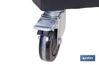 Carro portabidones de acero con ruedas antipinchazo | Cadena de seguridad | Alta resistencia y maniobrabilidad | Adecuado para bidones de 205 litros - Cofan