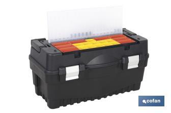 Caja de herramientas de plástico Modelo Brinell | Dimensiones: 595 x 289 x 328 mm | Modelo semi profesional - Cofan