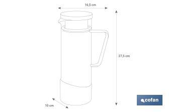 Pichet en verre borosilicate | Capacité 1300 ml | Plusieurs Couleurs | Dimensions 27,5 x 16,5 cm ø 10 cm - Cofan