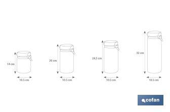 Set da 4 barattoli di vetro | Per la conservazione di alimenti | Capacità: 750 - 1150 - 1500 - 2100 ml - Cofan