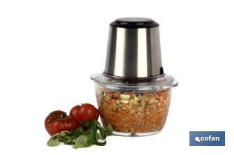 Electric food chopper | Olvera Model | Stainless steel & glass bowl | 400W | 1.2-litre capacity - Cofan