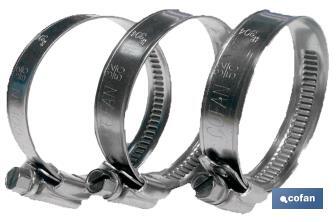 Stainless steel A-2 hose clamps. Band width 12mm - Cofan