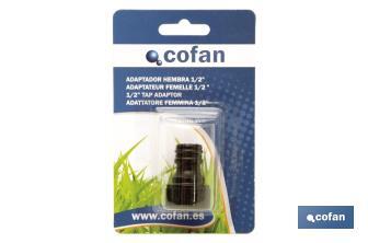 Adaptador de rosca | Hembra de polipropileno  | Para manguera de jardín | Diferentes Medidas - Cofan
