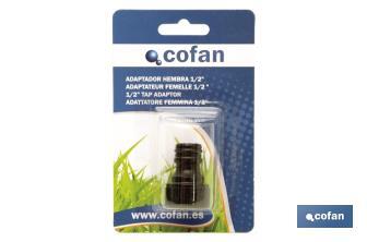 Adaptador femea de plástico | Para Mangueira de jardim | Femea de 1", 1/2" o 3/4" - Cofan