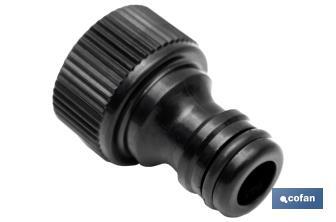 Female plastic tap adaptor | Suitable for garden hose | Female thread of 1", 1/2" or 3/4" - Cofan
