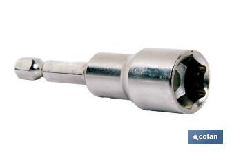 Adaptador de taladro 1/4" imantado para tornillos | Alojamiento del tornillo imantado | Medidas desde SW 5 hasta SW 13 mm - Cofan