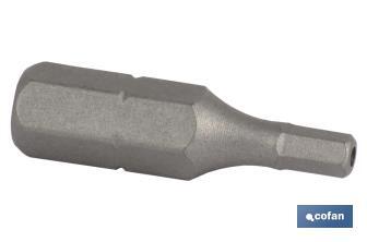 Punta Hexagonal inviolable para atornillador de Acero | Modelo 1/4" Allen Estándar | Longitud 25 mm - Cofan