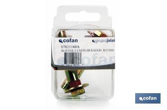 Tasselli metallici con vite a testa esagonale 6.8. Blister standard - Cofan