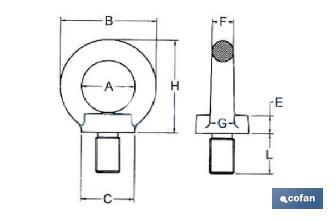 Olhal de suspensão macho DIN 580 Inox A2 - Cofan