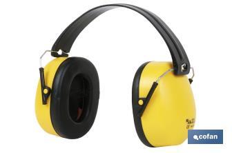 Safety earmuffs | Anti-noise device | Yellow | ABS and polystyrene | Available with or without blister pack - Cofan