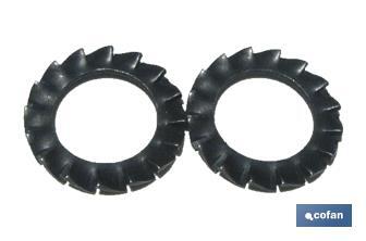Elastic washers with external serrated teeth DIN-6798 Standard Blister - Cofan