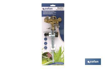 Aspersor sectorial 360º con piqueta | De metal | Para jardín y agricultura | Superficies grandes - Cofan