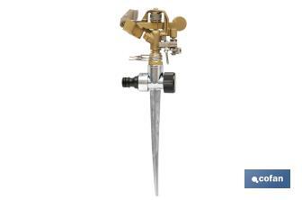Aspersor sectorial 360º con piqueta | De metal | Para jardín y agricultura | Superficies grandes - Cofan