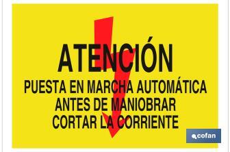 Atención puesta en marcha automática antes de maniobrar cortar la corriente - Cofan