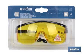 Blister Óculos de segurança I Lente Cor amarelo I Protecção UV I EN 166 - Cofan