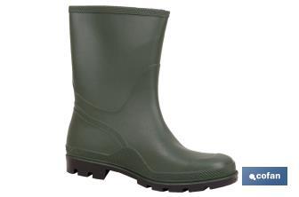 Bota de Agua | Meio Cano | Fabricada PVC | Cor Verde | Sola AntiDerrapante - Cofan