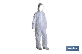 Safety coverall | White | Disposable coverall | Polypropylene | Available in various sizes - Cofan