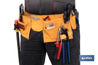 DOUBLE TOOL POUCH WITH WEB BEL IN YELLOW SUEDE LEATHER - Cofan