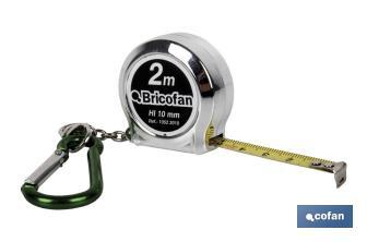 Metal tape measure | Includes a carabiner for better fastening | Tap measure of 2 metres - Cofan