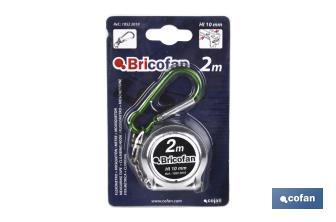 Metal tape measure | Includes a carabiner for better fastening | Tap measure of 2 metres - Cofan