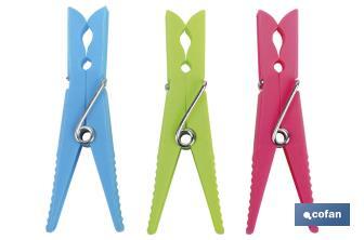 Pinzas de PVC | Pack de 24 Unidades | Primera Calidad | Medida 7 cm de Longitud | Pinzas Multiusos - Cofan