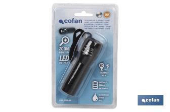 Lanterna Alumínio LED ZOOM 3,7 x 12cm - Cofan