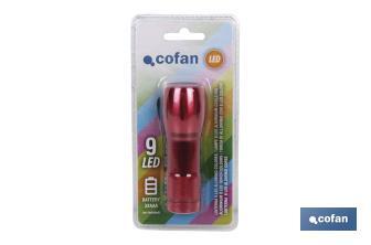 Linterna Aluminio 9 LED COLORES  - Cofan