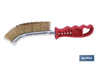 Universal bras-plated steel wire brush | Ergonomic red handle | Length: 240mm - Cofan