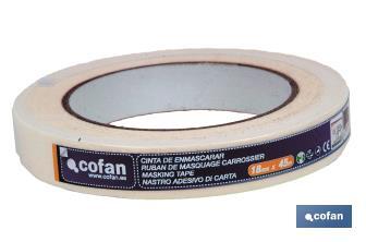 Cinta carrocero en rollo | Para pintar y enmascarar | Medidas desde 18 hasta 60 mm de ancho | Longitud de 45 metros - Cofan