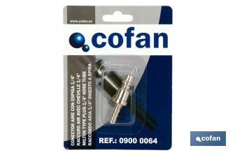 Conector de aire con espiga tubo Ø13mm | Acoplador con espiga de tubo Ø13mm para instalaciones neumáticas - Cofan