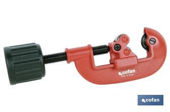 Pipe cutter with 2 rollers | Diameter: 3-30mm | Adjustable cutter | Red - Cofan