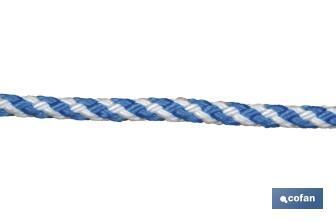 White/Blue spiral plaited cord (100% polypropylene) - Cofan